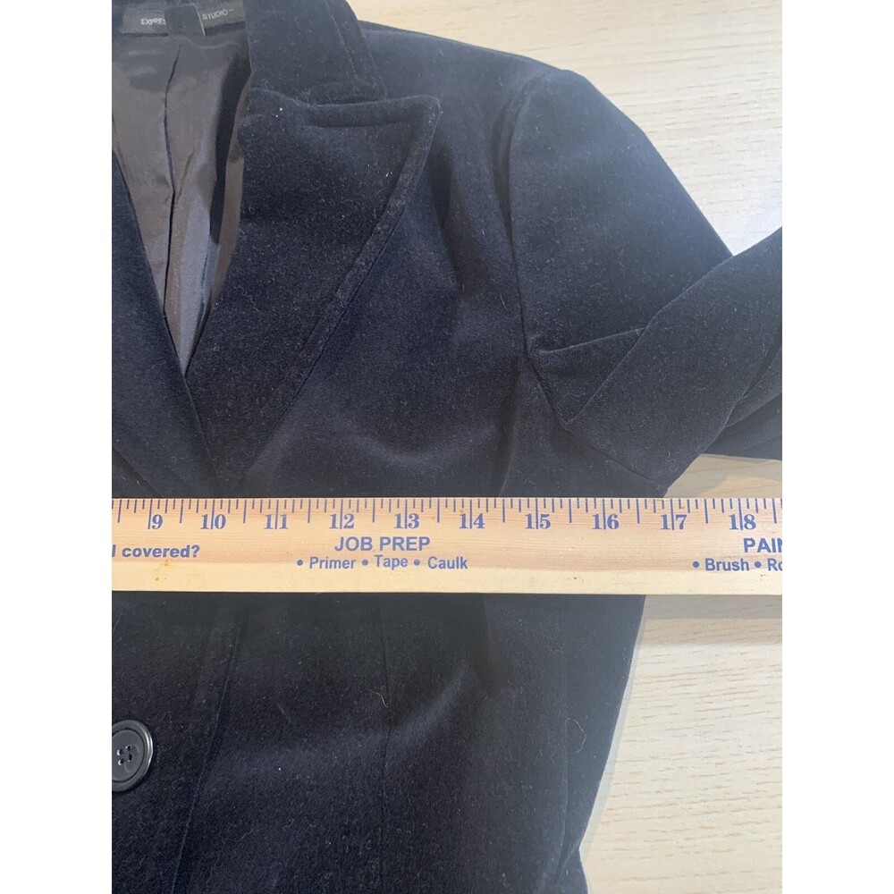 Express Design Studio Women Black Velvet Blazer Size 4 - Picture 9 of 10